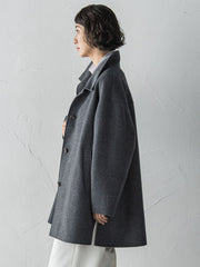 スタンドカラーウールリバーコート