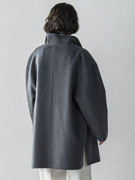 スタンドカラーウールリバーコート