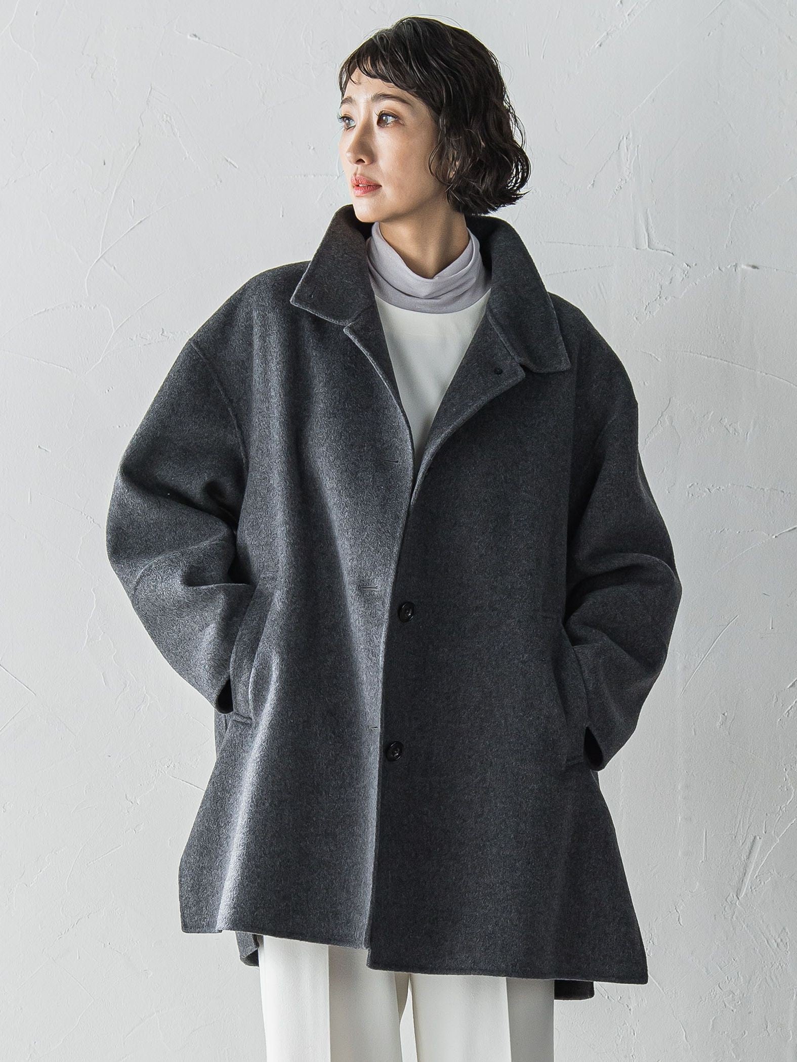 <極>”軽さと贅沢なぬくもり”スタンドカラーリバーコート