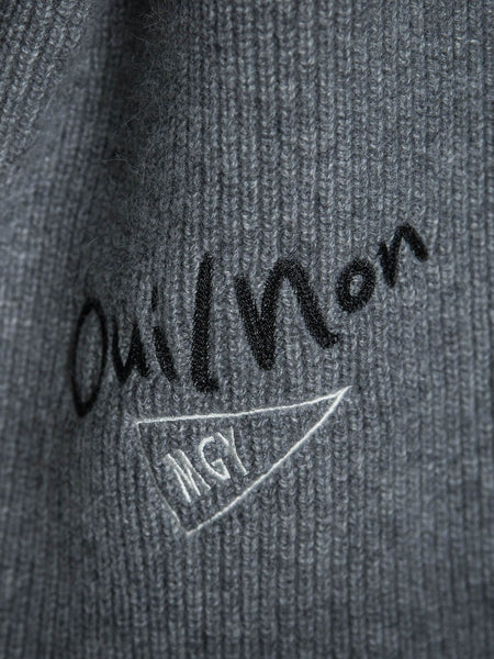 メッセージ刺繍Vネックニットプルオーバー≪手洗い可能≫