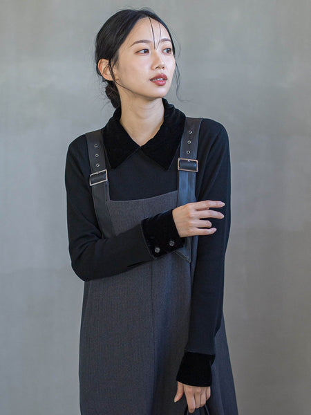 ベロア襟付きニット≪手洗い可能≫