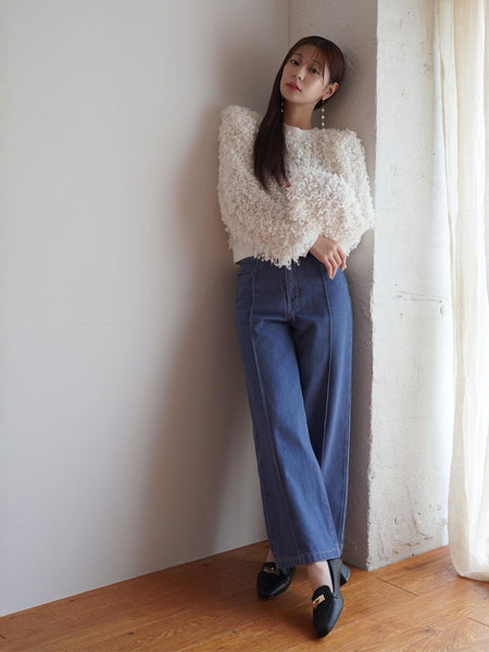 Double Belt Wide Denim［XS.under150cmさんもオススメ］≪洗濯機で洗える≫