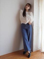 Double Belt Wide Denim［XS.under150cmさんもオススメ］≪洗濯機で洗える≫