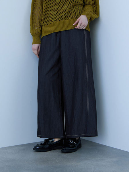 【シーズンレス】ナイロンツイルデニムイージーワイドパンツ