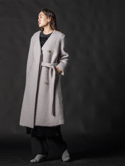 【deluxee'm】ループシャギーアシンメトリーベルトコート