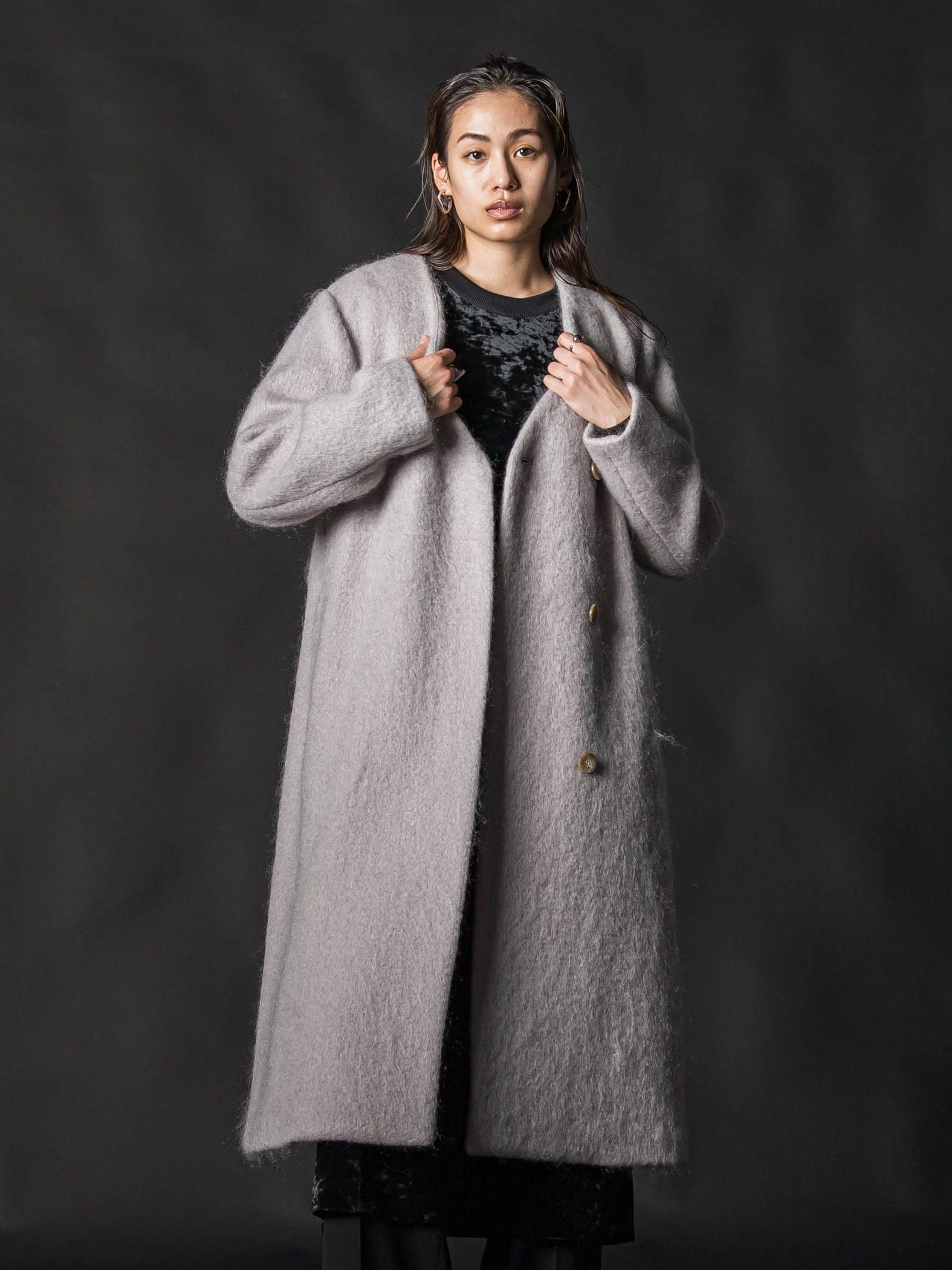 【deluxee'm】ループシャギーアシンメトリーベルトコート