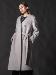 【deluxee'm】ループシャギーアシンメトリーベルトコート