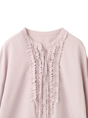 ストレッチジョーゼットミニフリルブラウス