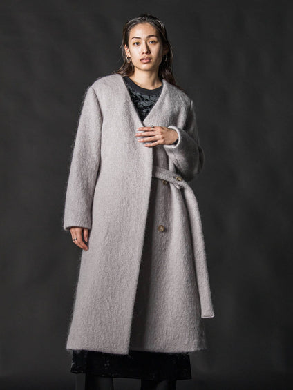 【deluxee'm】ループシャギーアシンメトリーベルトコート