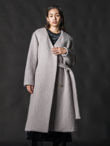 【deluxee'm】ループシャギーアシンメトリーベルトコート