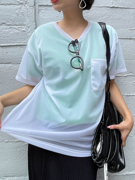 【ENIM BY VICKY】ポケット付きシアーTシャツ《手洗い可能》