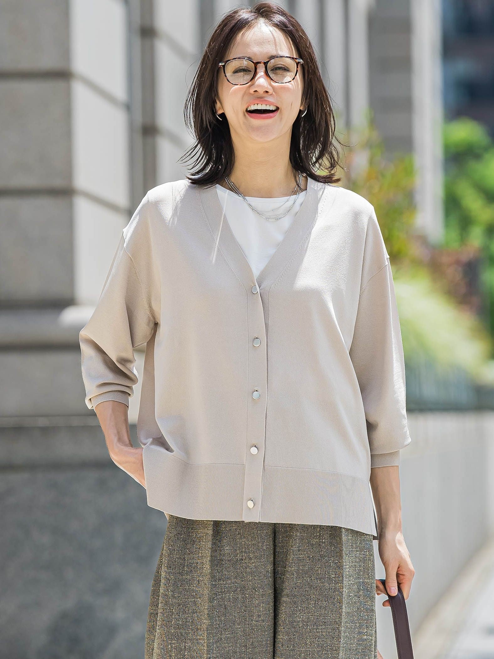 Vネックニットカーディガン≪手洗い可能≫