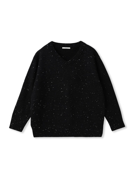 スパンコールVネックニット≪手洗い可能≫