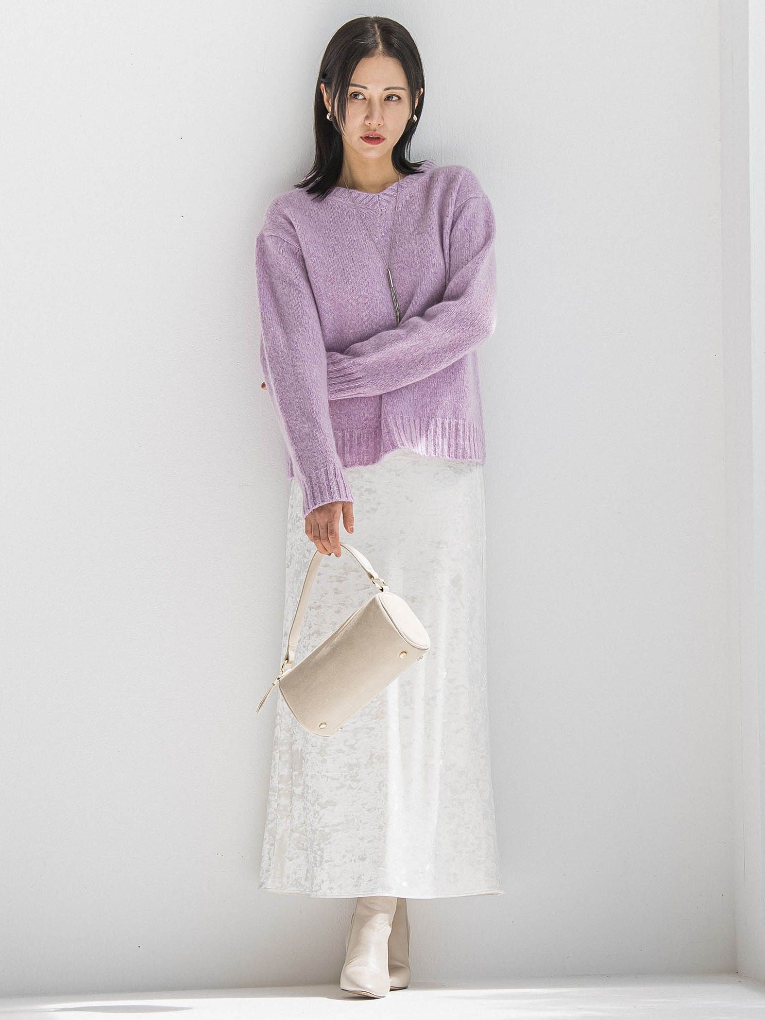 スパンコールラメVネックニット≪洗える≫