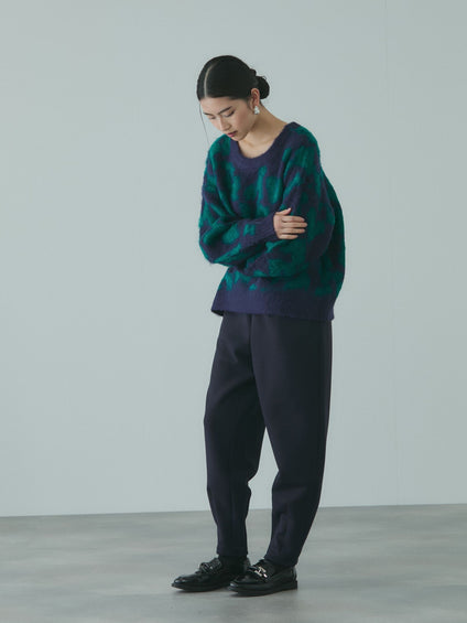 レオパードジャガードシャギーニットプルオーバー