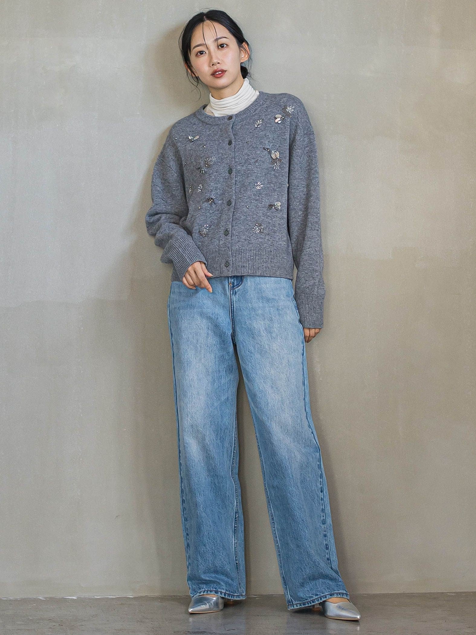 ビジュー刺繍カーディガン≪手洗い可能≫