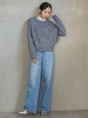 ビジュー刺繍カーディガン≪手洗い可能≫