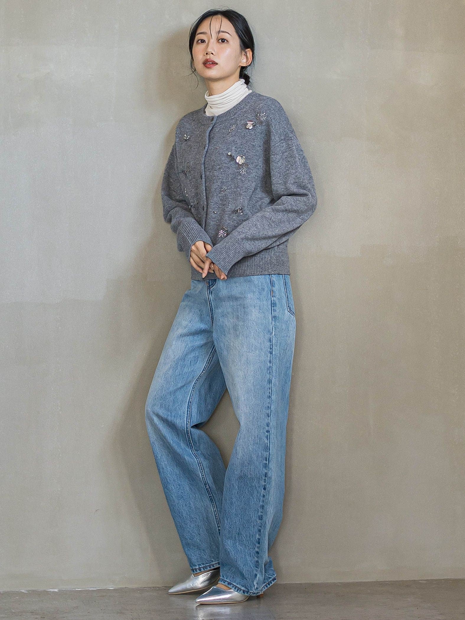 ビジュー刺繍カーディガン≪手洗い可能≫