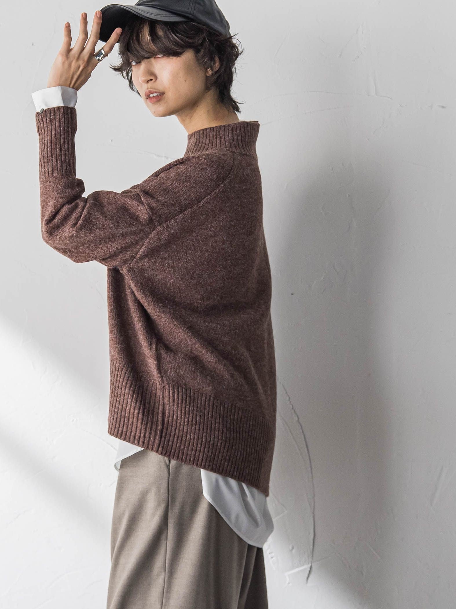 ハイネックシンプルニット≪手洗い可能≫
