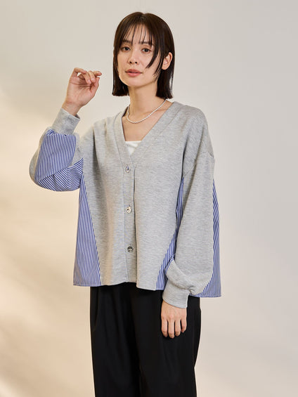 ダンボールバックストライプカーディガン