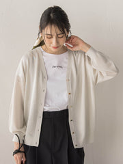 【WEB限定】ひんやりUV Vネックビジュカーデ