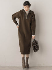 【WEB限定】圧縮起毛ステンニットワンピース≪手洗い可能≫