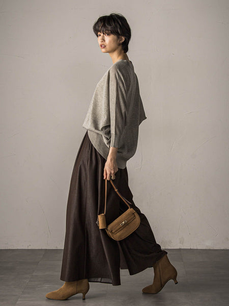 LEVITAシアーVネックドルマンニットプルオーバー≪手洗い可能≫