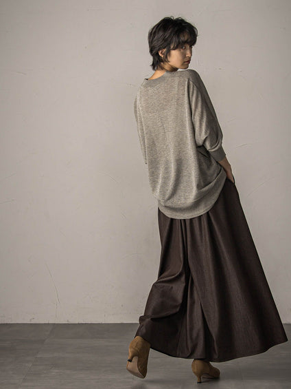 LEVITAシアーVネックドルマンニットプルオーバー≪手洗い可能≫