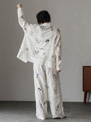 【40周年限定】パッチワーク刺繍イージーワイドパンツ