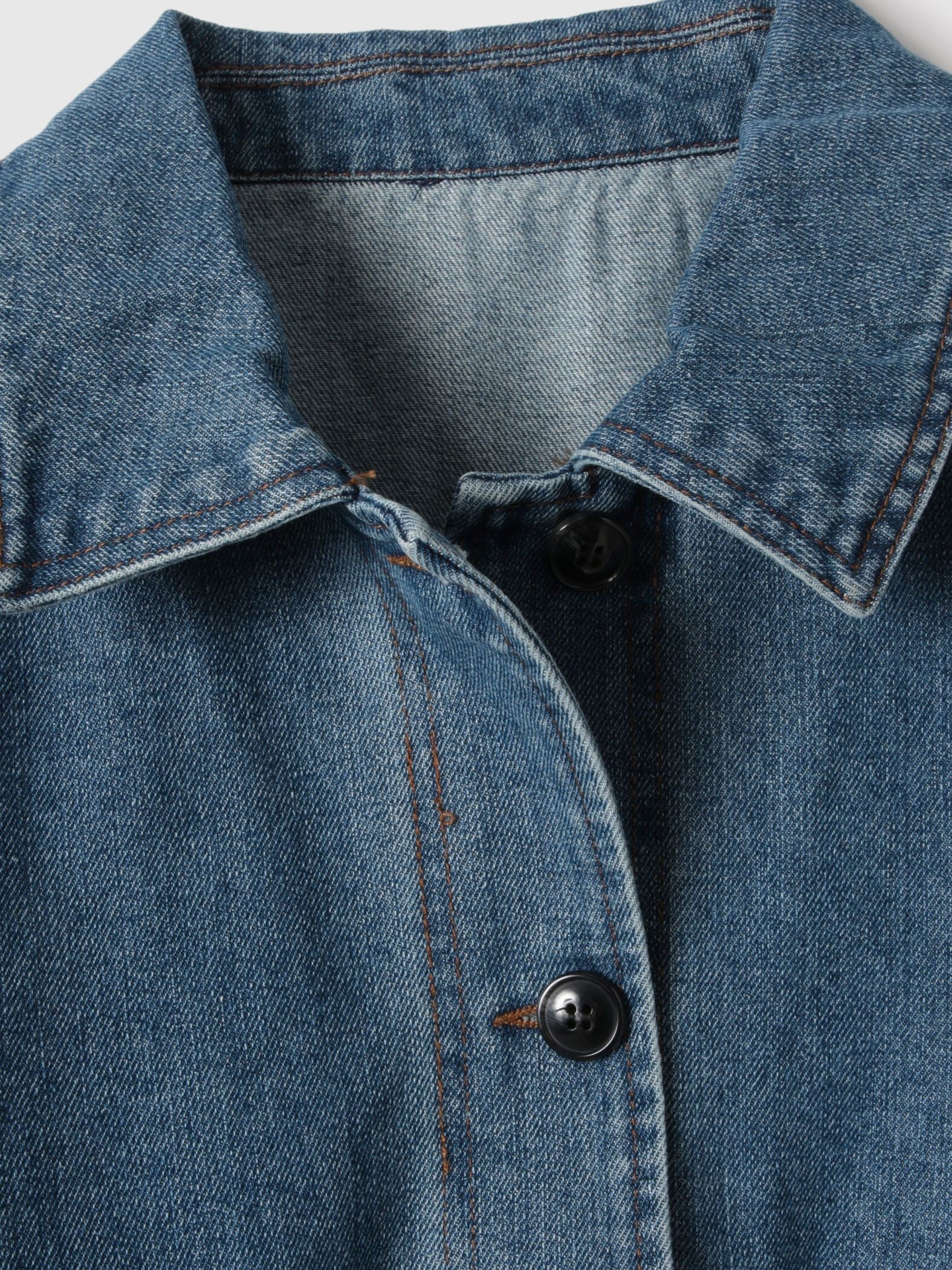 フラップポケットショートデニムブルゾン≪手洗い可能≫