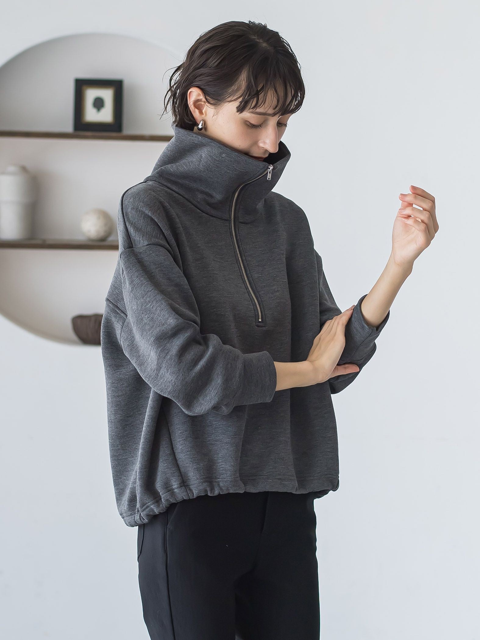 【WEB限定】裏起毛ジッププルオーバー