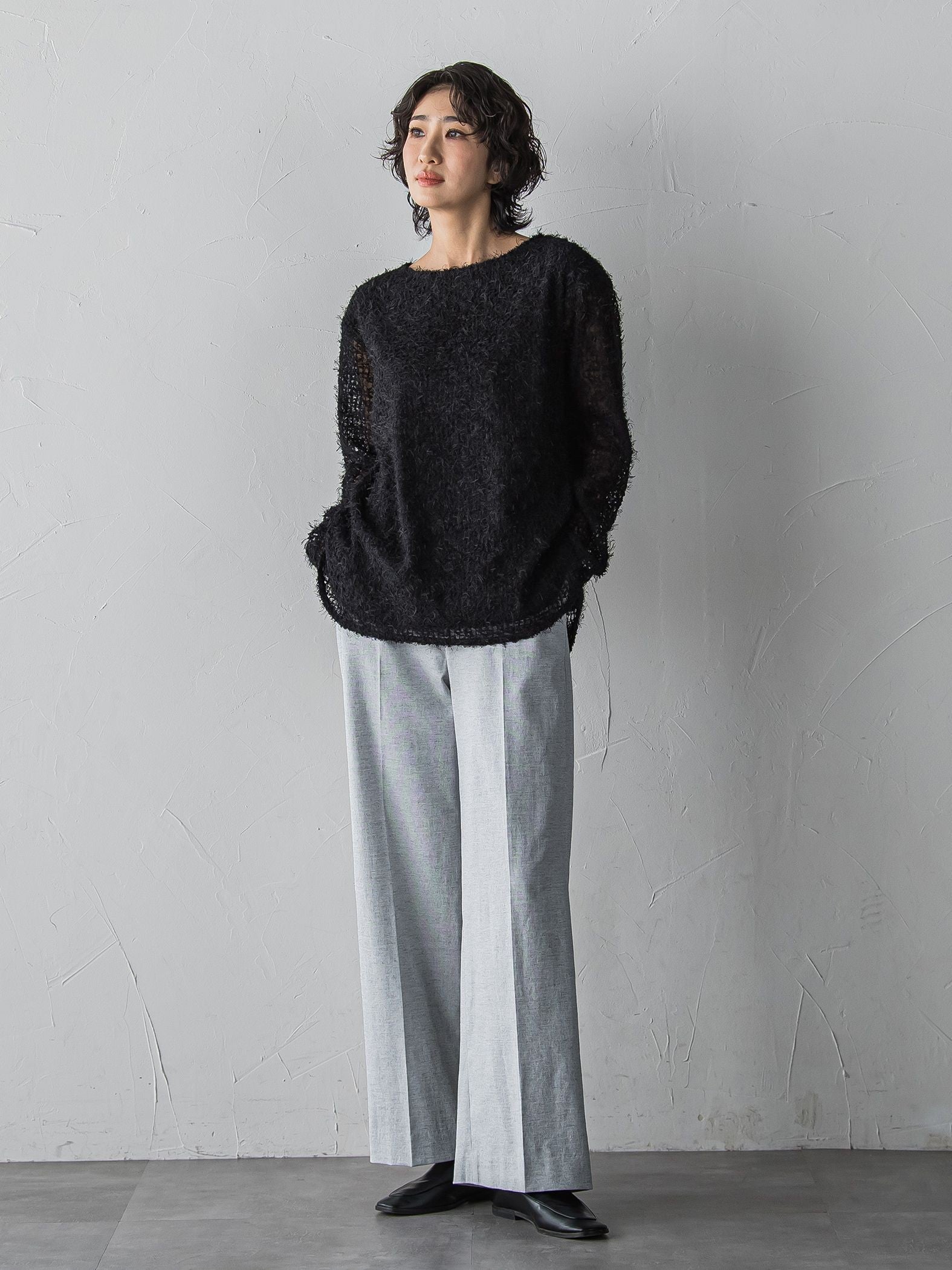 【WEB限定/+5cm丈長め】【極・名品パンツ】シェルタリングワイドパンツ