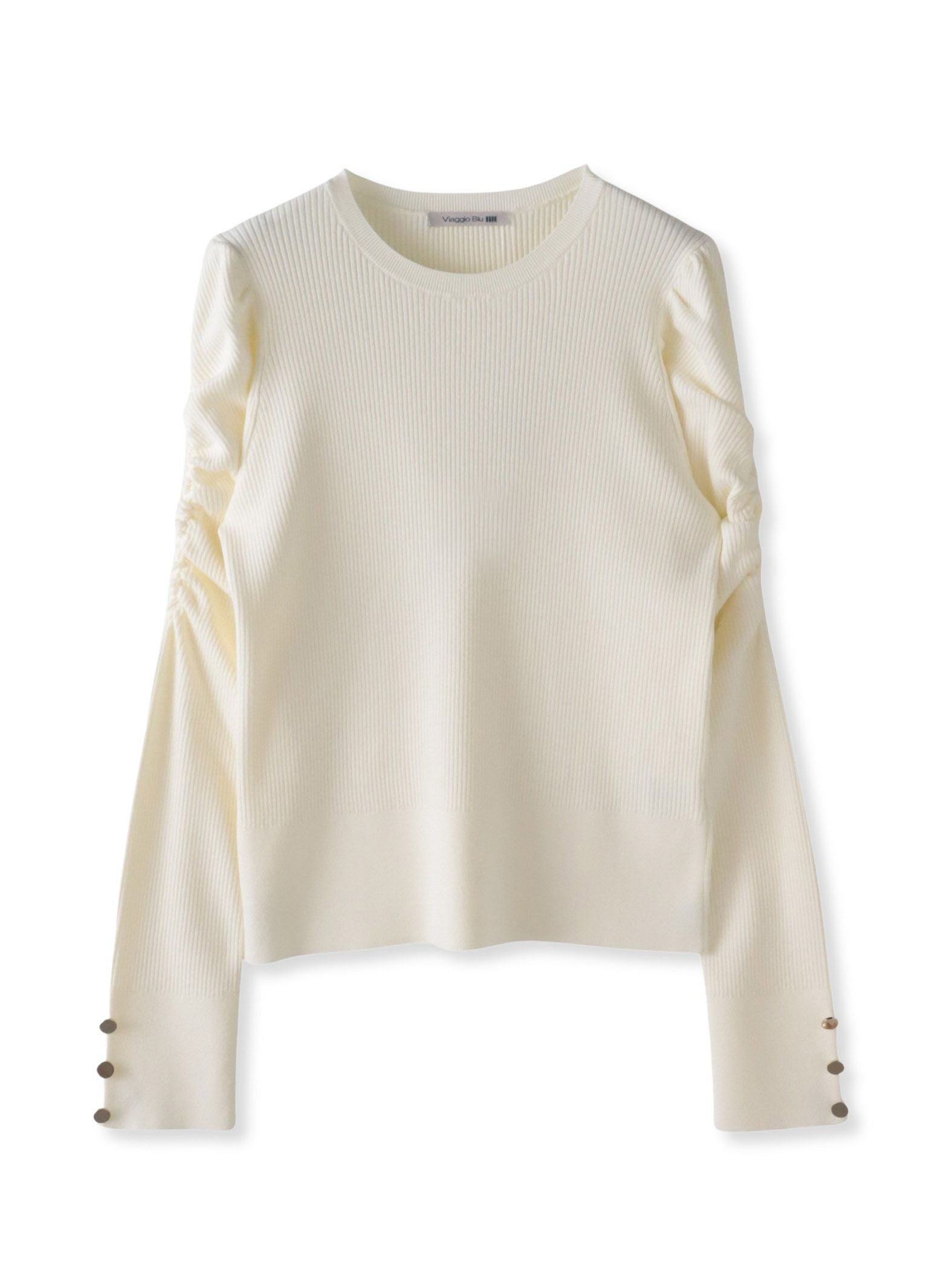 シャーリングスリーブニット