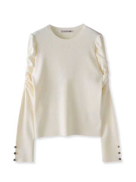 シャーリングスリーブニット