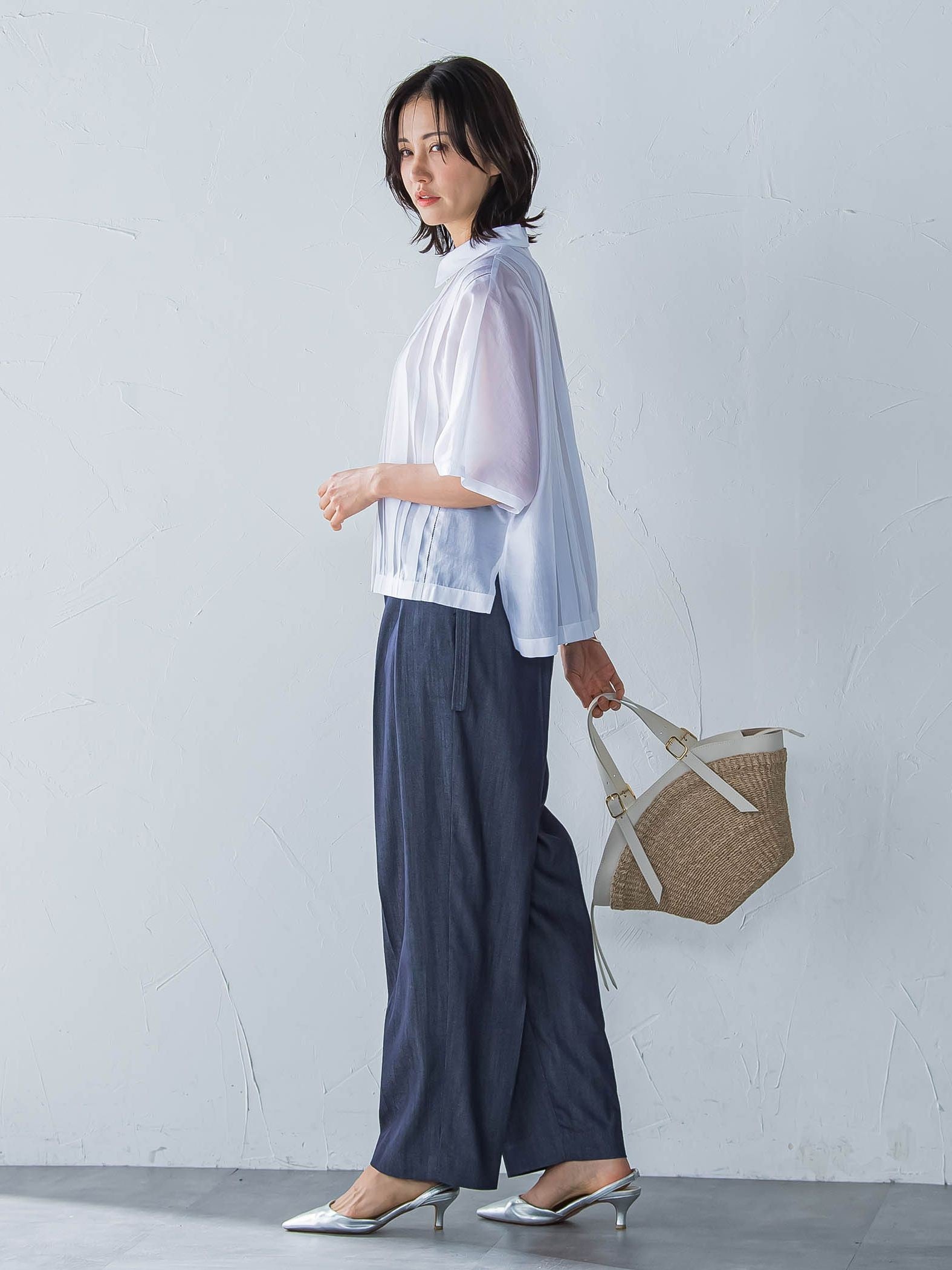 ピンタックレースブラウス≪手洗い可能≫