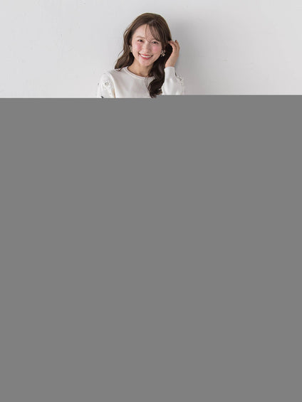 袖ビジューニット