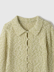 ＜陰影で魅せる＞ツイード風MIXスラブポロカーデ