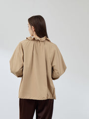 2WAYサーブルクロスフリルネックブルゾン