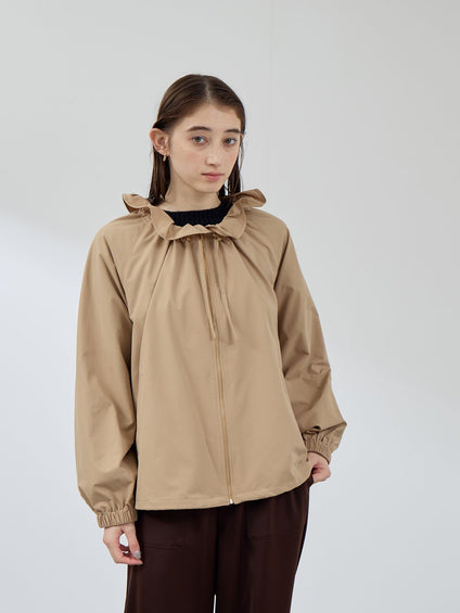 2WAYサーブルクロスフリルネックブルゾン