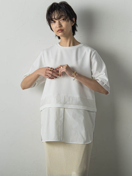 シアーレイヤードコンビプルオーバー≪洗濯機で洗える≫