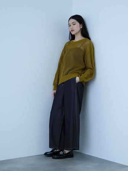 【シーズンレス】ナイロンツイルデニムイージーワイドパンツ