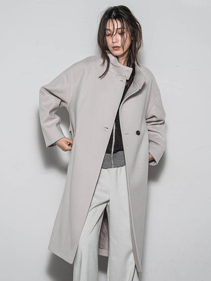 ライトジャージメルトンスタンドカラーロングコート
