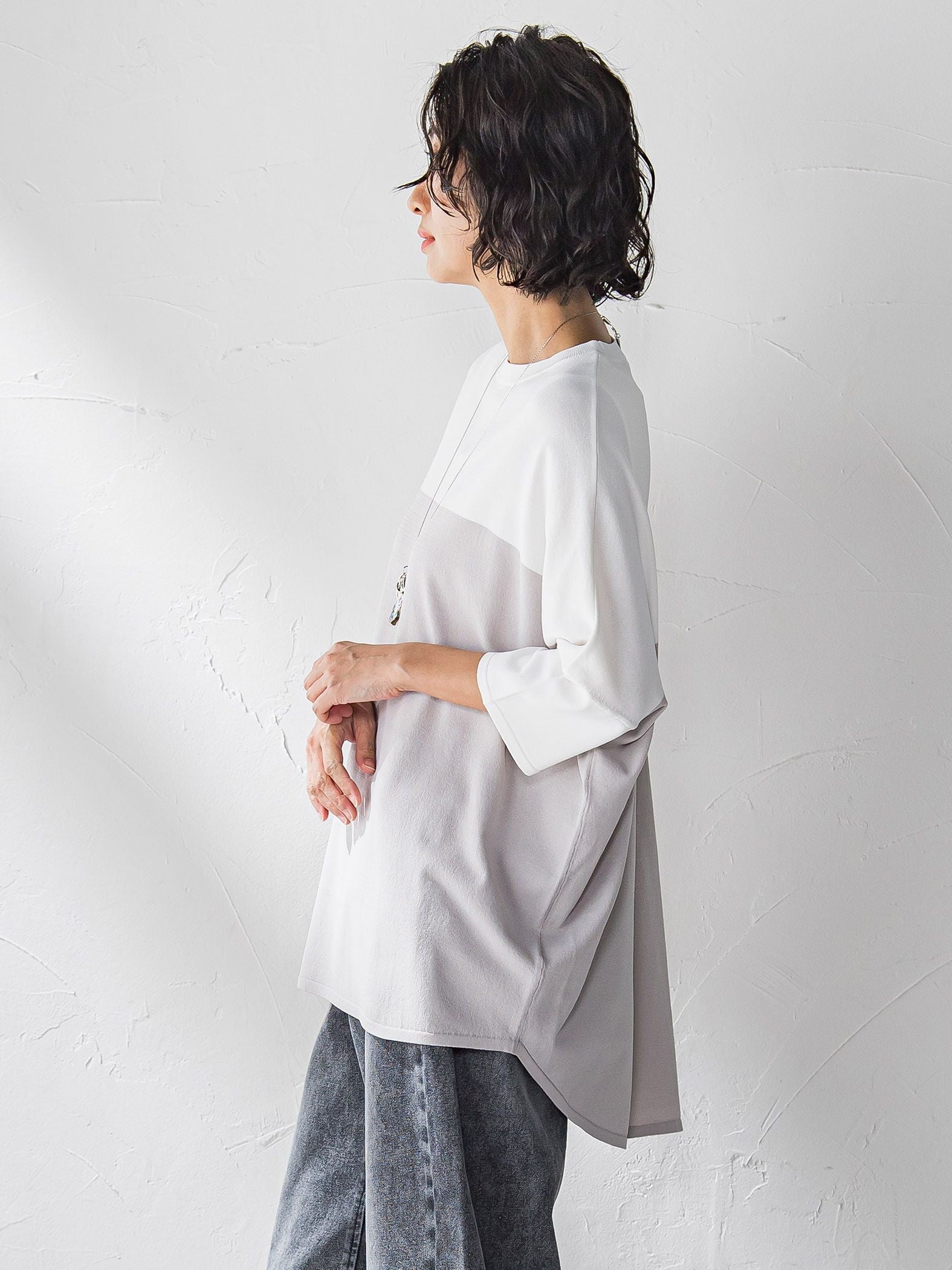 【WEB限定】バイカラーニット≪手洗い可能≫