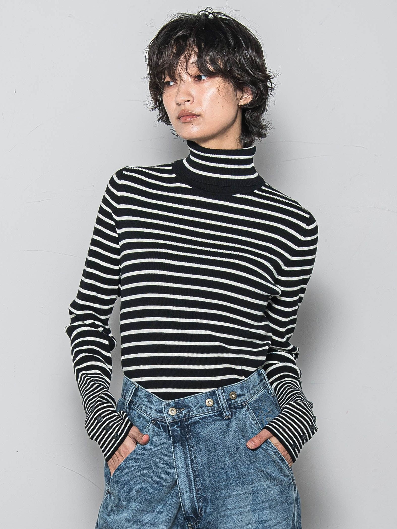 リブタートルニットプルオーバー≪手洗い可能≫