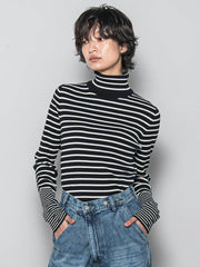 リブタートルニットプルオーバー≪手洗い可能≫