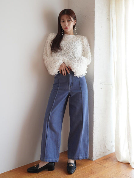 Double Belt Wide Denim［XS.under150cmさんもオススメ］≪洗濯機で洗える≫