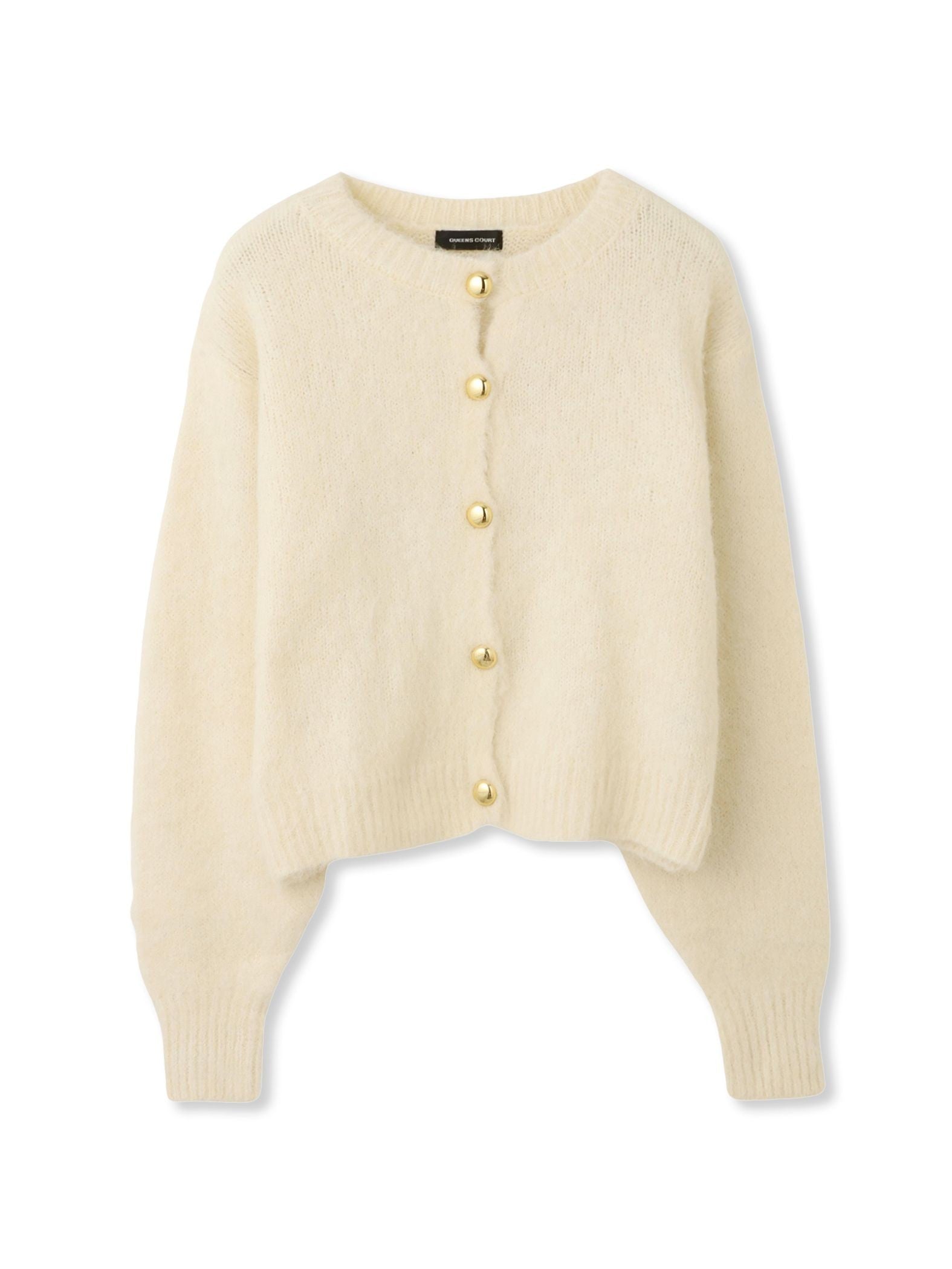 ソフトシャギー起毛メタルボタンカーディガン