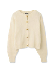 ソフトシャギー起毛メタルボタンカーディガン