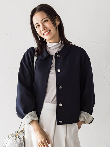 【受注会限定】リネンブレンド ステンカラーブルゾン