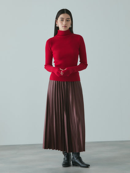 レザーライクジョーゼットプリーツスカート≪手洗い可能≫